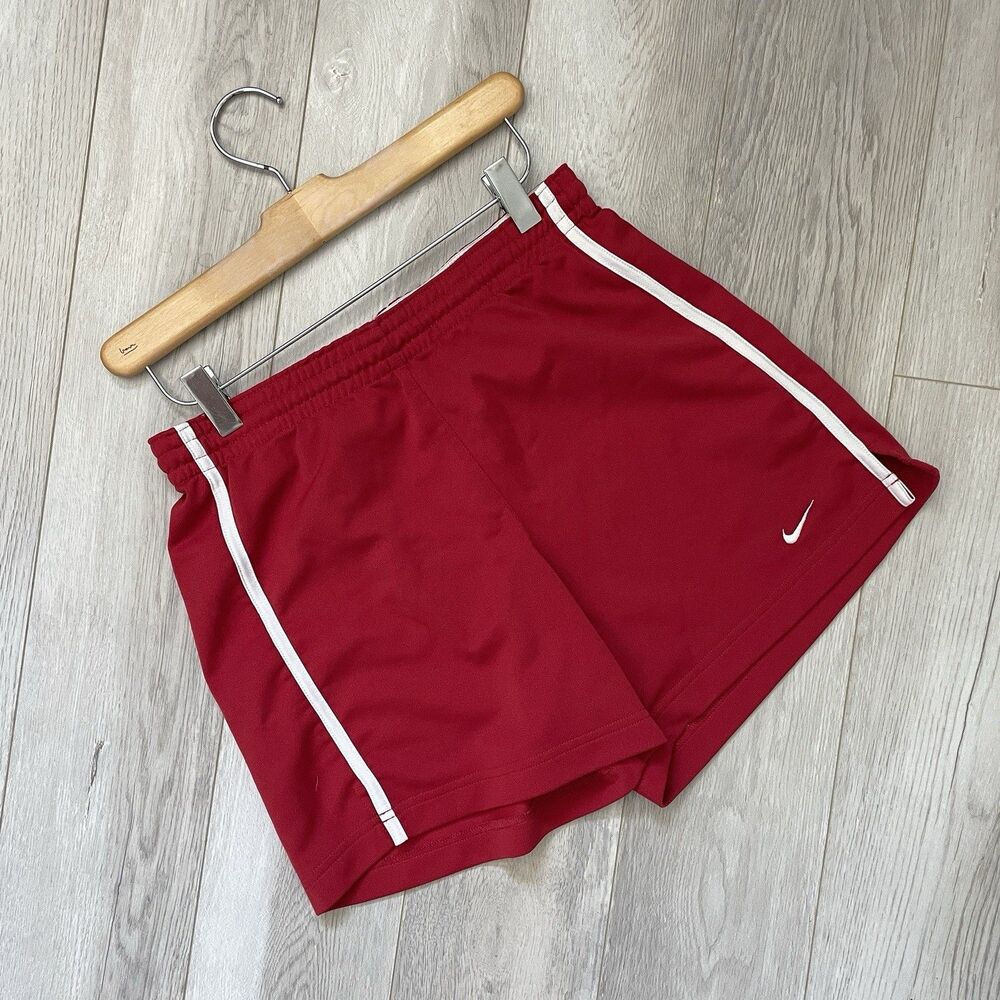 Vintage Nike Shorts stripe athletic pull on womens Red medium sporty activewear